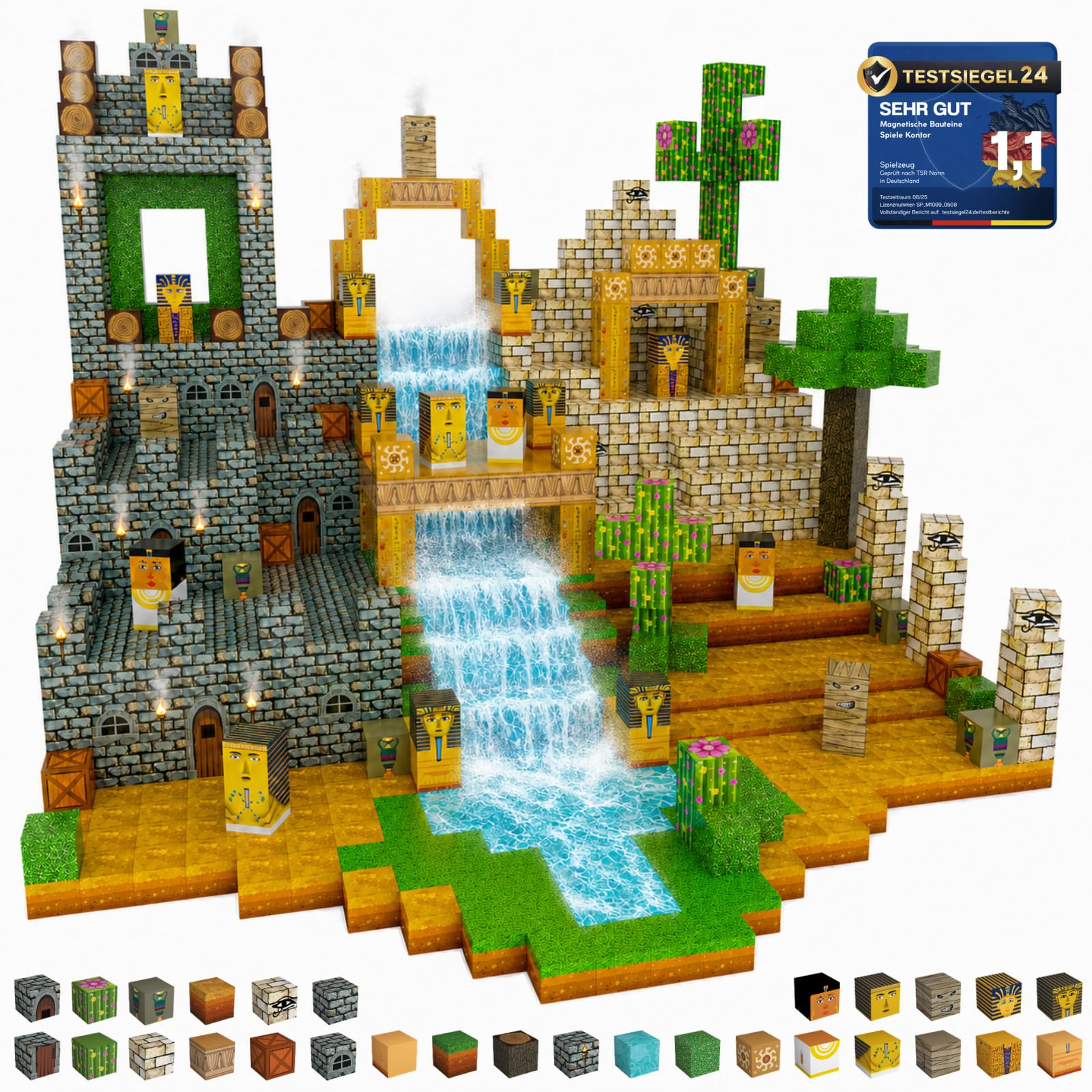 Spiele Kontor Magnetic Building Blocks Egypt - Pack of 80 Magnetic Building Blocks | Children's Toy for Boys and Girls | Creative Magnetic Game | Toy from 3 Years — image 1