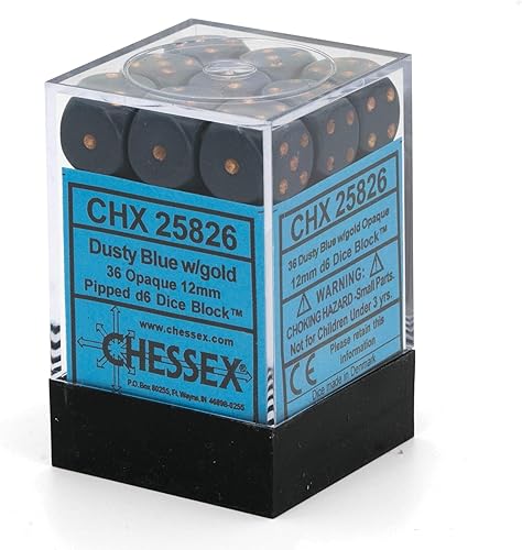 Miniatura 5 de DND - Juego de dados Chessex D&D de 0.472 in, juego de dados poliédricos de plástico opacos color azul polvoriento y cobre, dados de mazmorras y
