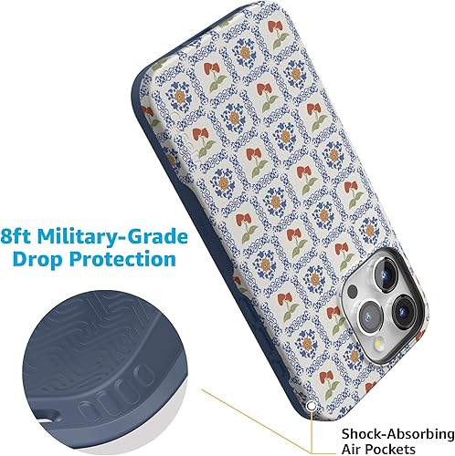 Vista 820 de Casely Funda para iPhone 15 Pro Jardín Secreto Flores mixtas Funda atrevida Compatible con MagSafe y botón de acción Jardín Secreto Floral