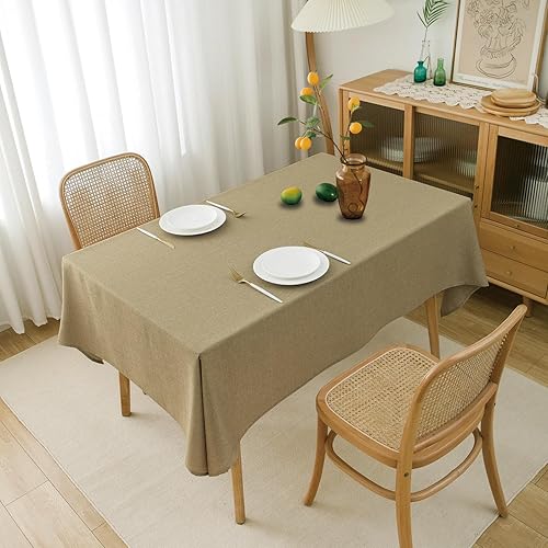 Miniatura 6 de NLMUVW Mantel rectangular de lino de 108 pulgadas con textura de arpillera, resistente al agua, para comedor, cocina, cafetería, 54 x 108 pulgadas