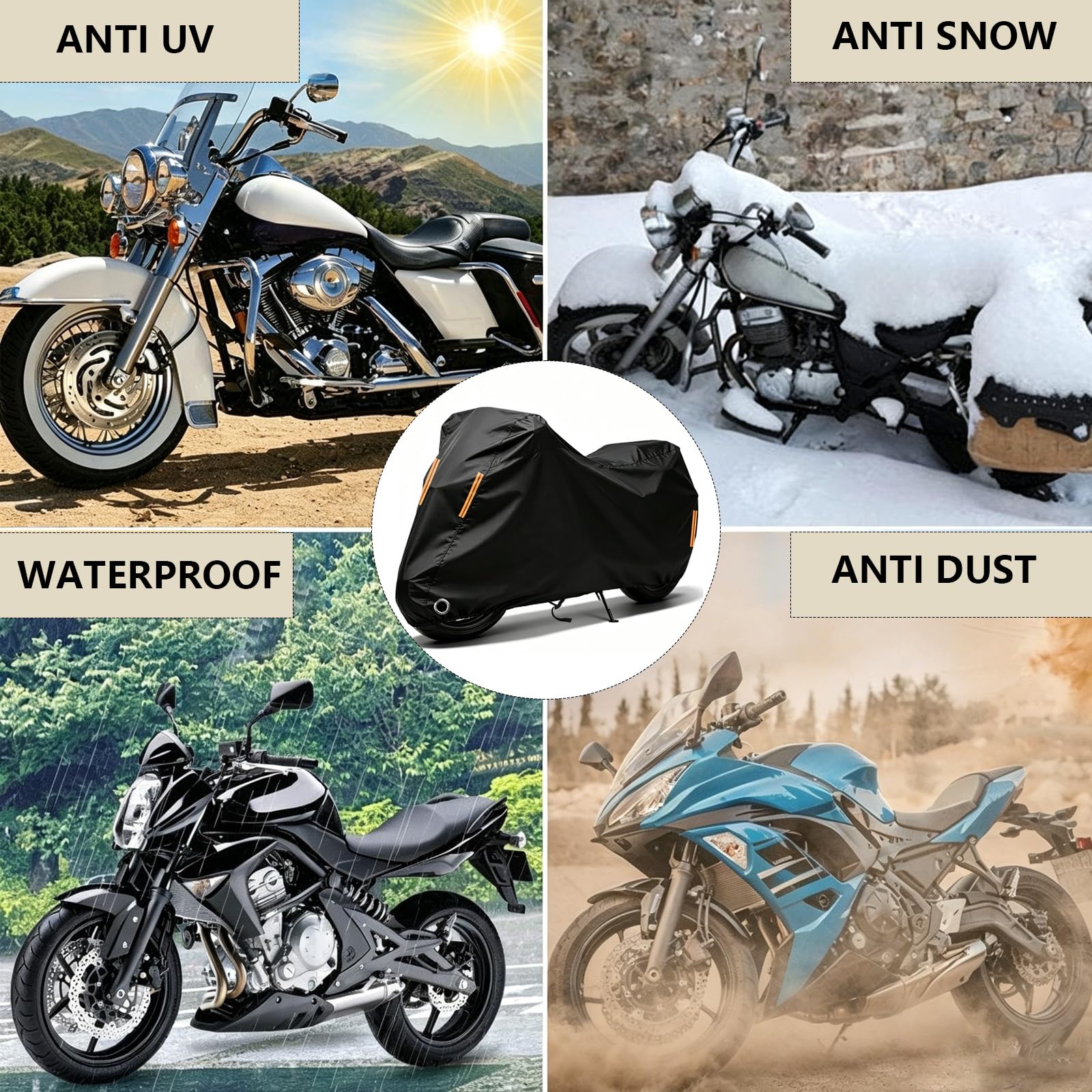 Telo Moto da Esterno per Beneli Leoncino 800 Trail | Telo per Moto Impermeabile,300D Oxford Telo per Coprimoto Resistente a Acqua,Polvere,Pioggia,Vento,con Borsa Portaoggetti