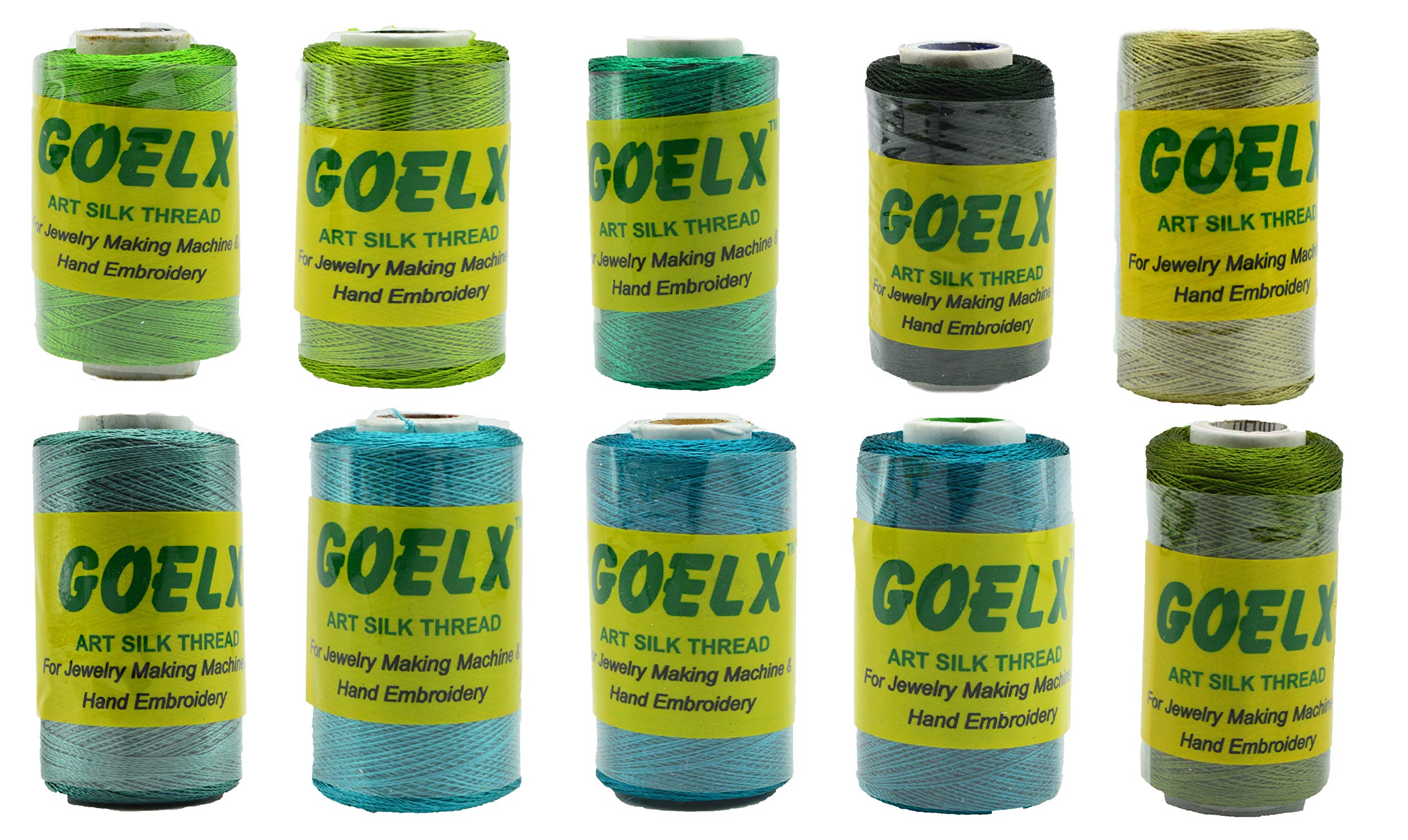 Goelx Silk Thread Shades of Dark Green 10 Spools in Different Shades (1 in Each Shade) for Jewelry, Tassel Making, Embroidery, Crafts, Shiny Soft Thread Spools (B07S6ZK37X) Amazon Price History, Amazon Price Tracker