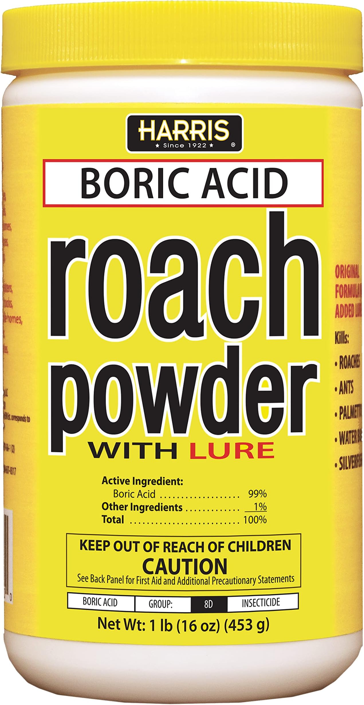 Harris Boric Acid Roach Killer Powder with Lure, 16oz