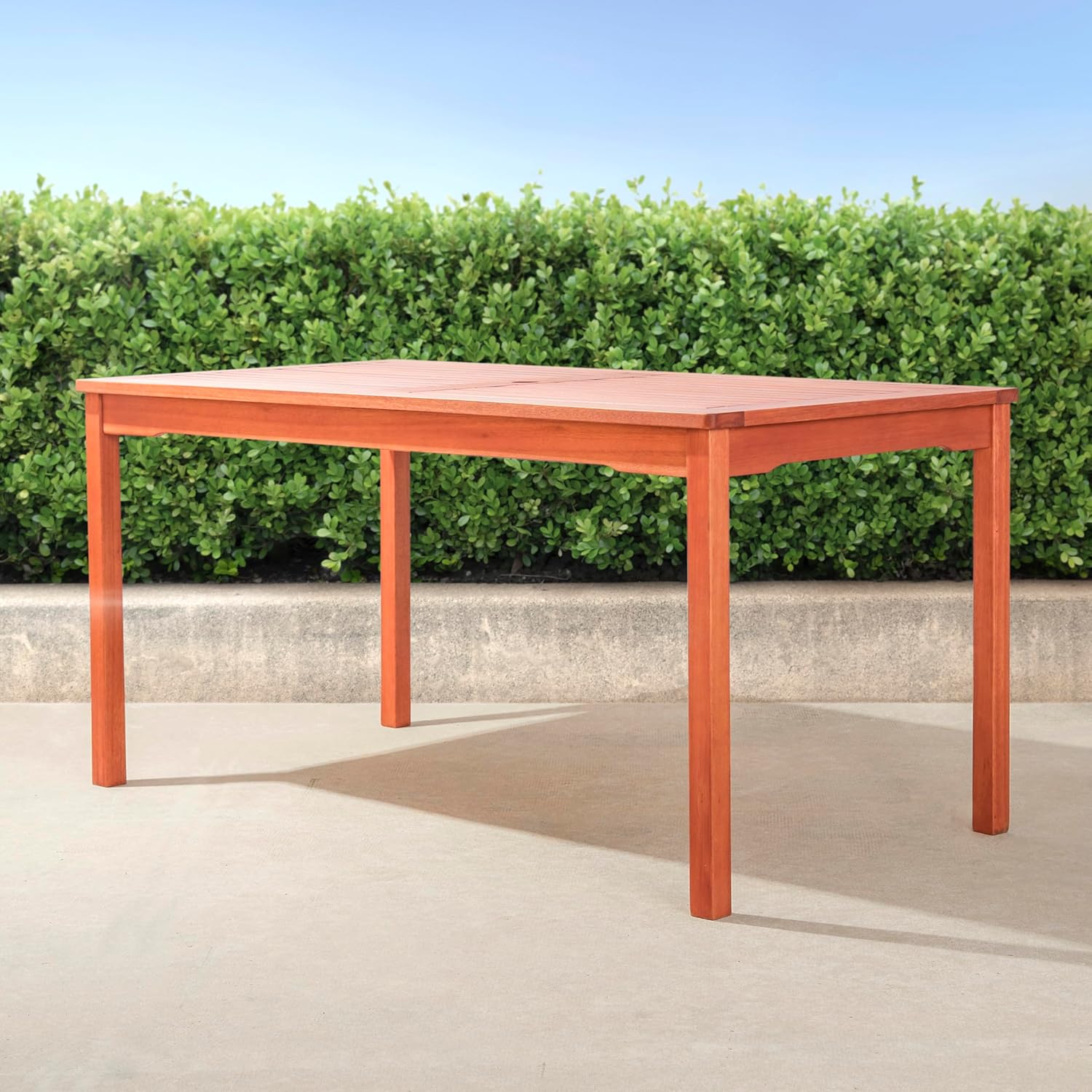 GOWE Caladesi Reddish Brown Rectangular Coastal Wood Patio Dining Table for 6 Seaters