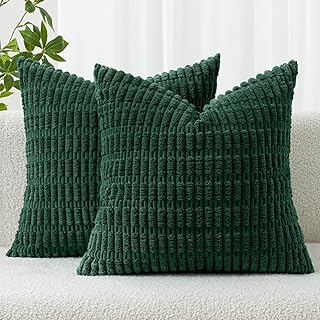 MIULEE Pack of 2 Christmas Dark Green Corduroy Decorative Pillow Covers ...