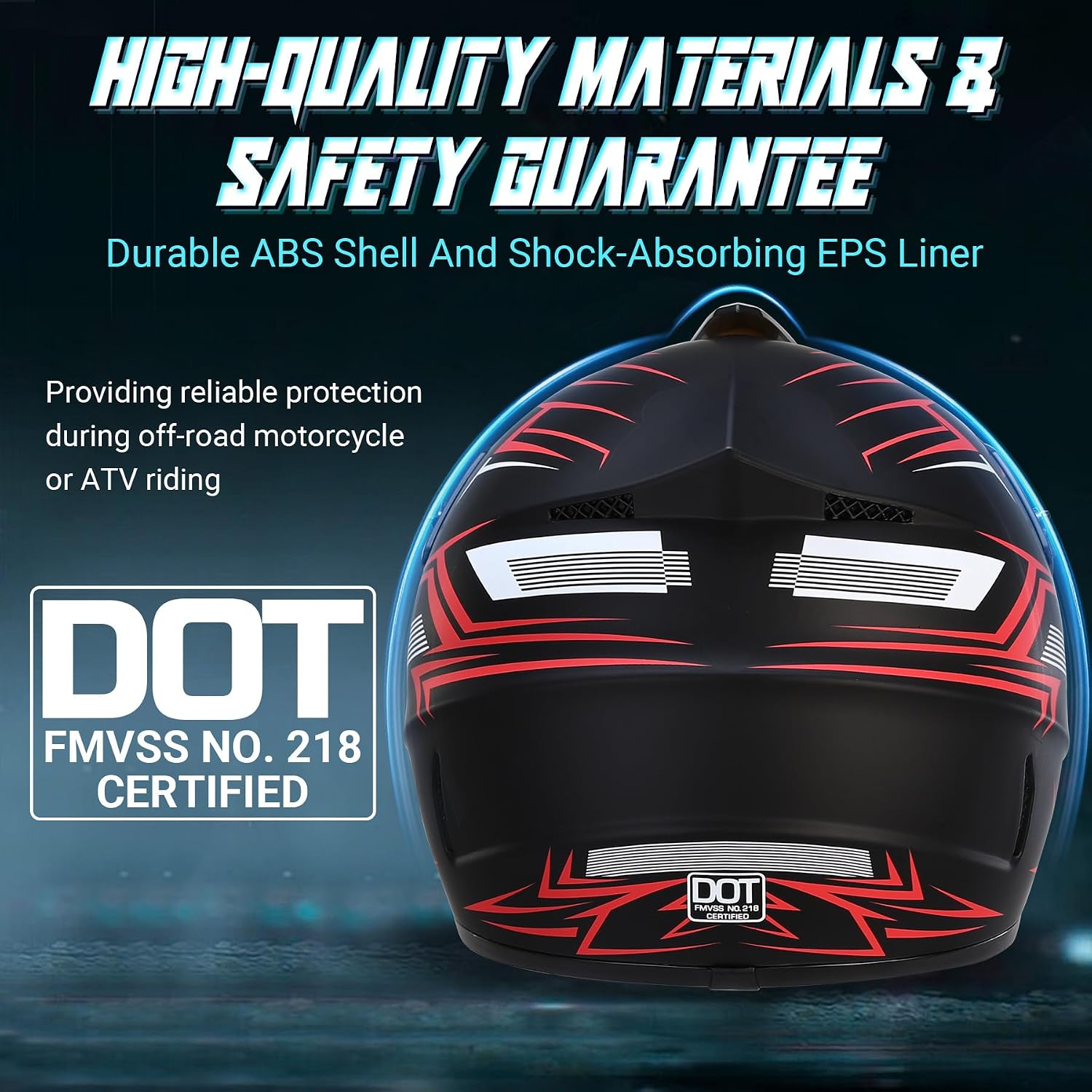 Oryxearth Dirt Bike Helmet with DOT Certified, Adult Off-Road Motorcycle Helmet with Goggles, Gloves & Mask with M/L Size (Red, Purple, Green, Blue), ATV Motocross Helmet with Sun Visor & Ventilation