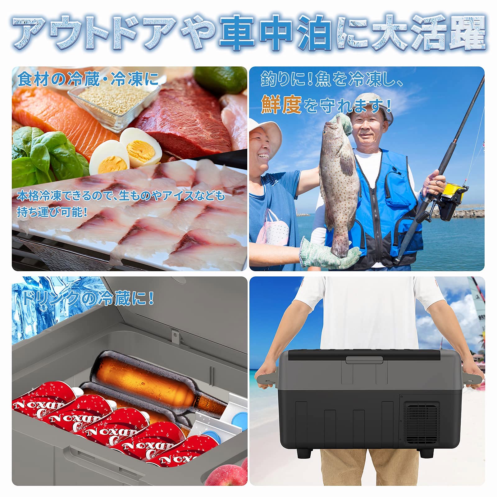 Amazon.co.jp: 「SUNPIE」車載冷蔵庫 30L 2室独立温度制御 ダブル