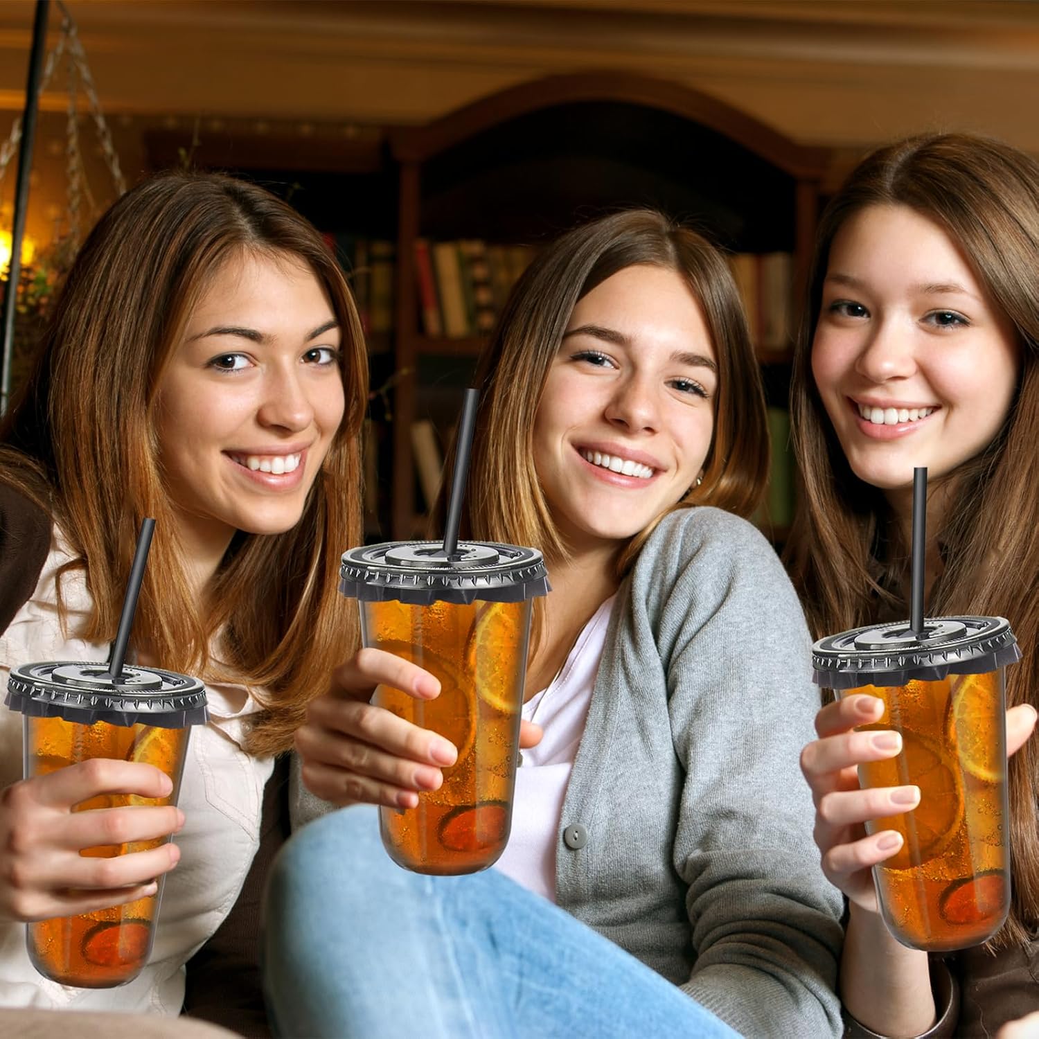 18oz Disposable Stemless Glasses with Flat Lids and Straws,PET Disposable Drinking Cups,Clear Plastic Wine Glasses for Parties Birthday,Wedding,Meeting,Christmas Party Supplies. (50, Black) - Image 6