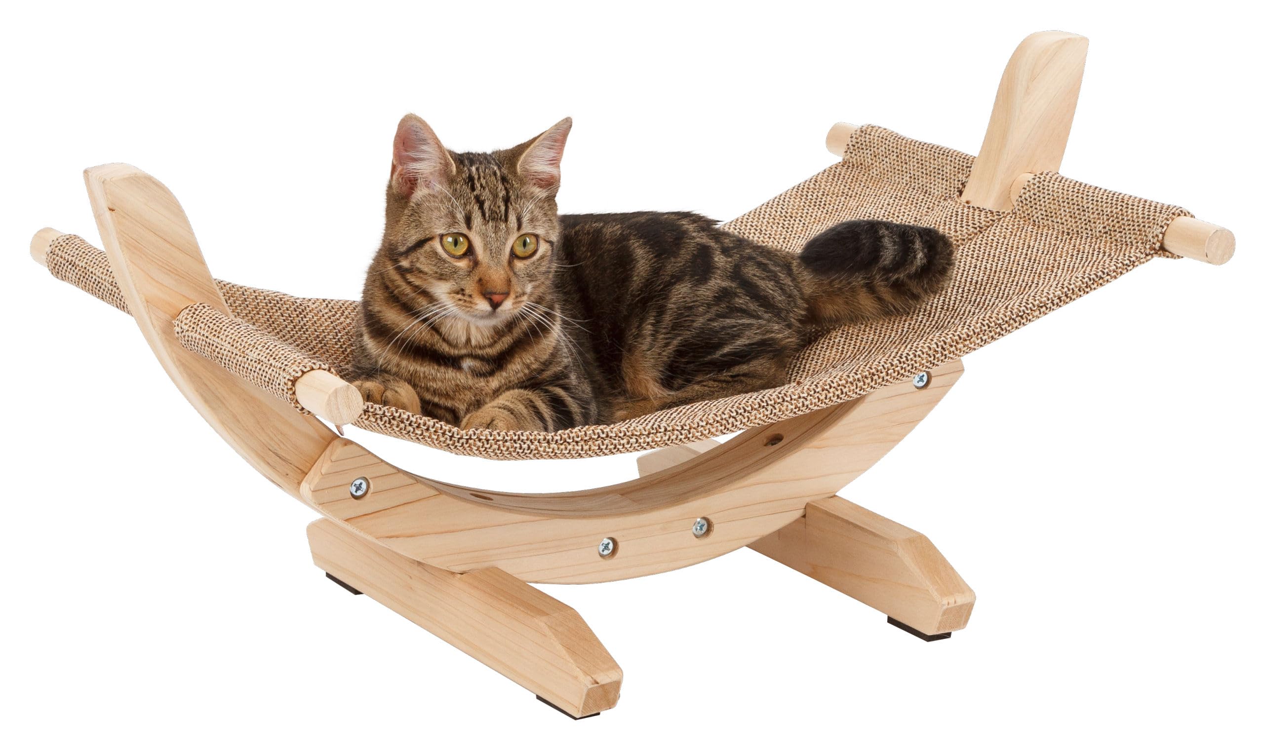 Kerbl Pet Hamaca Siesta 2.0, Cama para Gatos, tapete para Gatos, marrón, 61x37x29cm, Madera, Lino, para Gatos, con agarres Antideslizantes