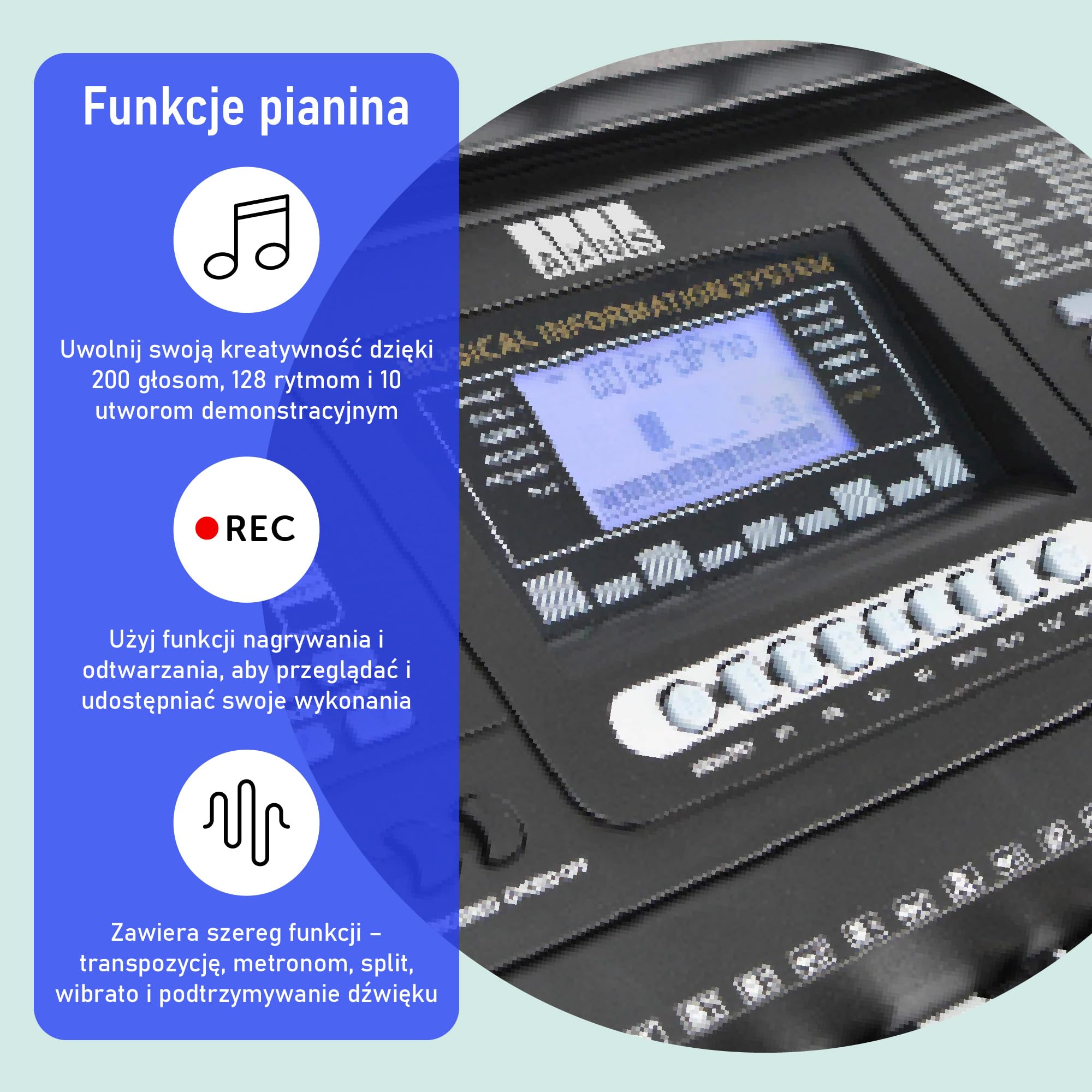 Axus AXP2-Paket mit elektronischem Keyboard-Piano, 61 „Hammermechanik“-Tasten mit Anschlagdynamik, dazu ein Ständer, ein Hocker, ein Kopfhörer, ein Netzteil und ein Notenständer