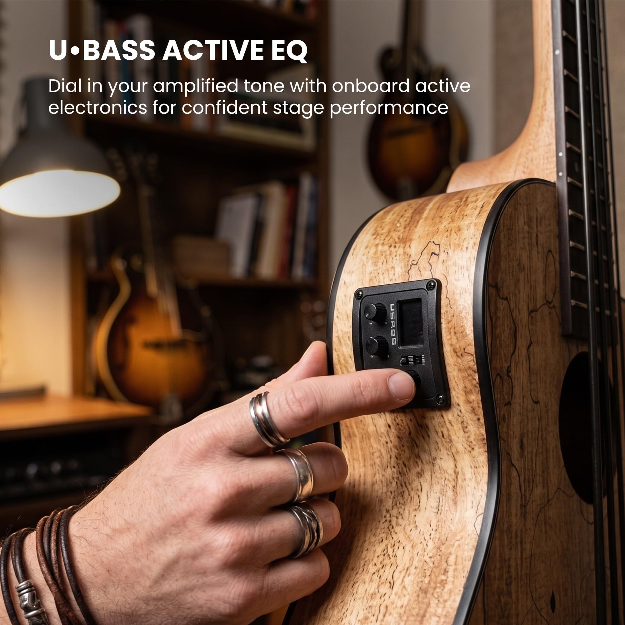 Kala UBASS-SP-MAPL-FS Ukulele Basso Elettrificato Amplificato Spalted Maple