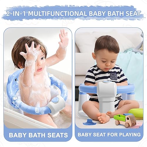 Miniatura 7 de Asiento de baño para bebés de 6 meses en adelante, silla de baño infantil para recién nacidos, asiento de bañera antideslizante con ventosas y cojín