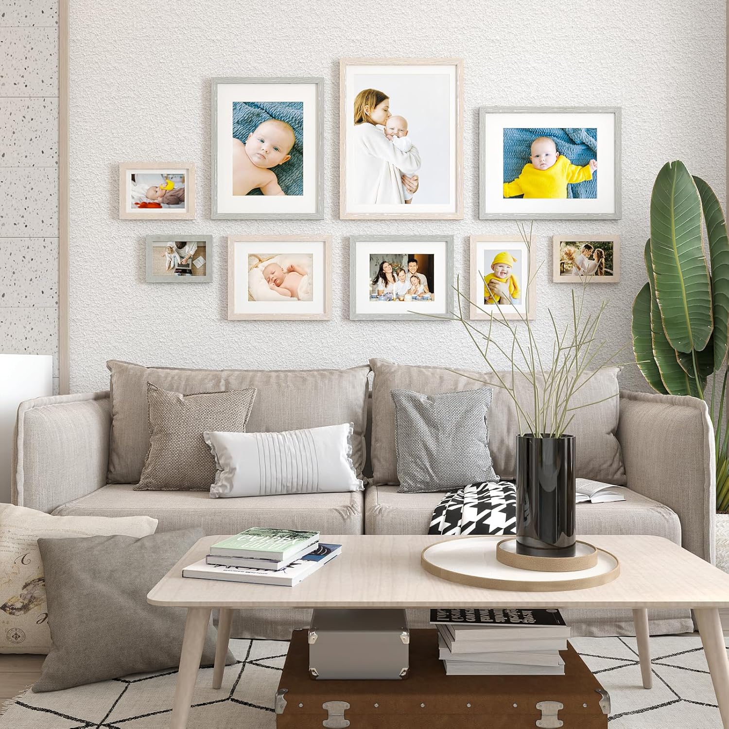 KINLINK 12x16 Picture Frame Light Grey, Wooden 16x12 Photo Frames with Plexiglass for 11x14 Picture with Mat or 12x16 Without Mat, Perfect for Art Wall and Tabletop Display 12 x 16 frame Set of 4