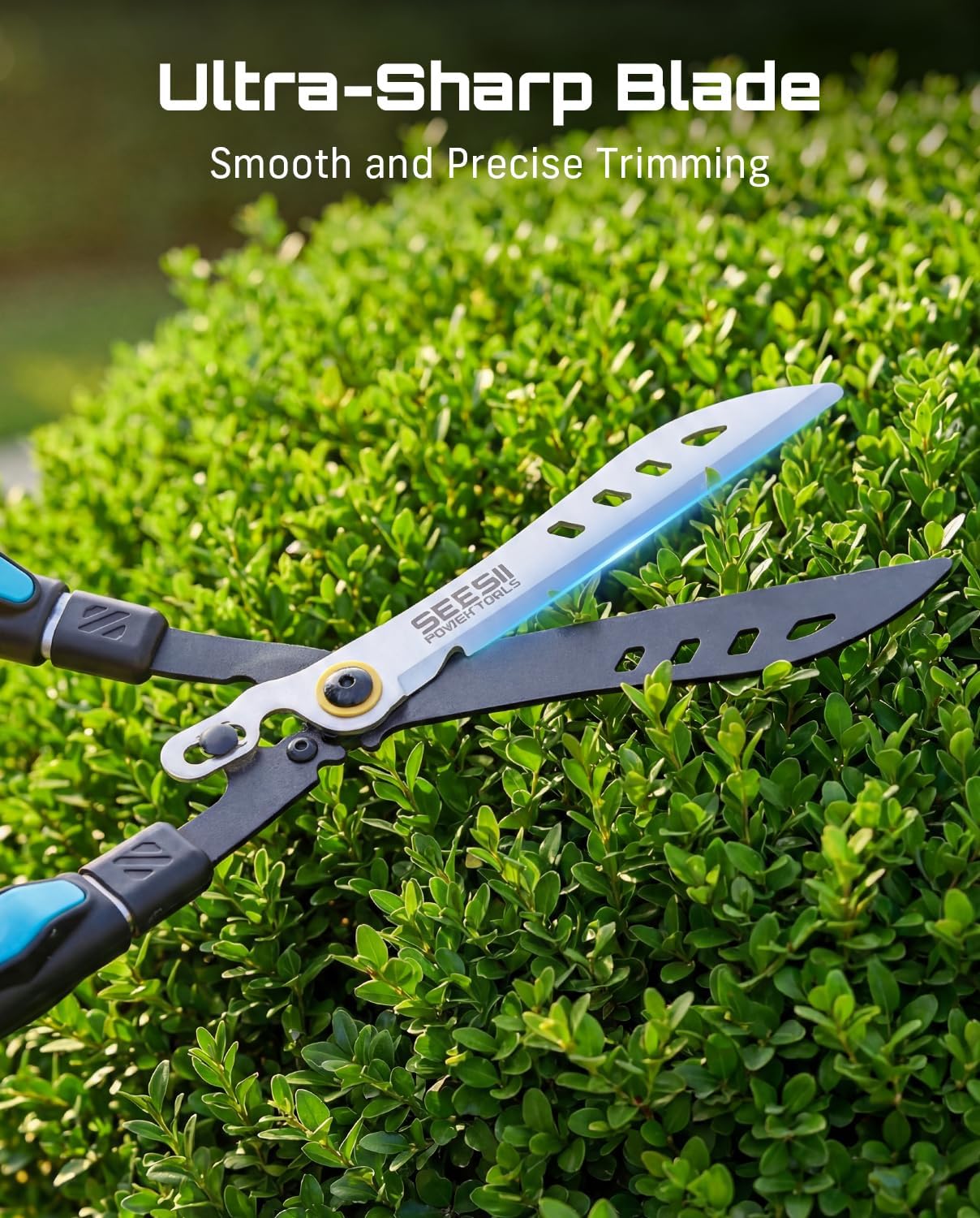SEESII Extendable Hedge Shears, (27"-35") Manual Hedge Clippers for Trimming Borders, Professional Bush Cutter, Hedge Trimmers, Adjustable Shears Gardening Tools for Pruning Borders & Shrubs