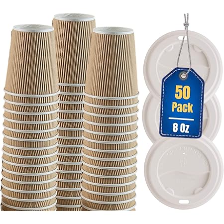 Amazon.com: 1InTheHome 8 oz Coffee Paper Cups, 8 ounce Disposable Cups ...
