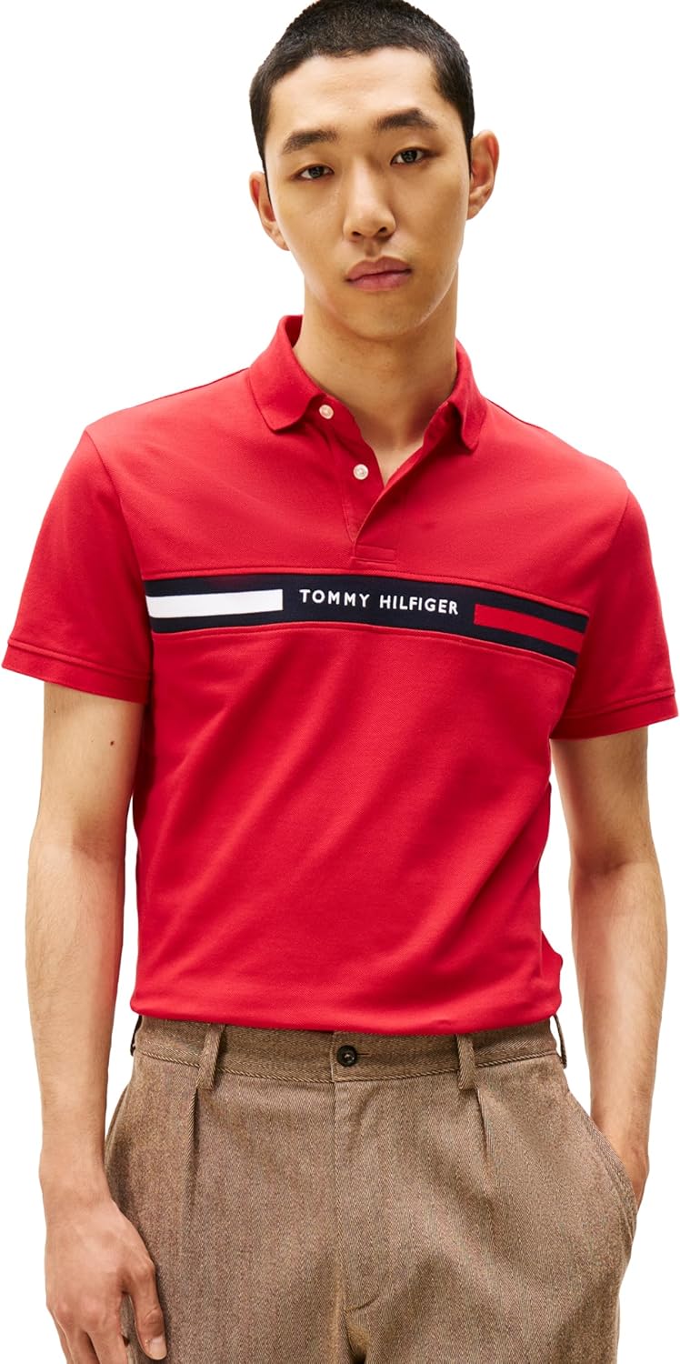Tommy Hilfiger Mens Short Sleeve Casual Polo Shirts in Regular Fit with Chest Logo Designs
