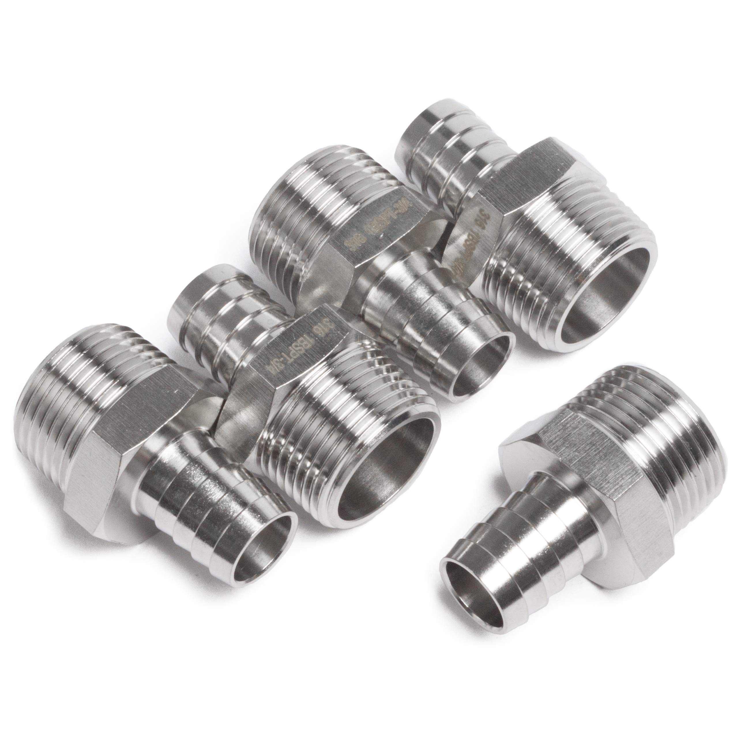 LTWFITTING Connettore raccordo acciaio inox 316 con attacco a spina 1" BSPT Maschio x 3/4"(19mm) per gas combustibile (Confezione da 5)