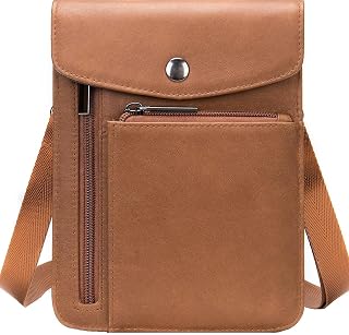 Genuine Leather Phone Shoulder Holster for Men with Belt Clip Crossbody Messenger Bag for Travel