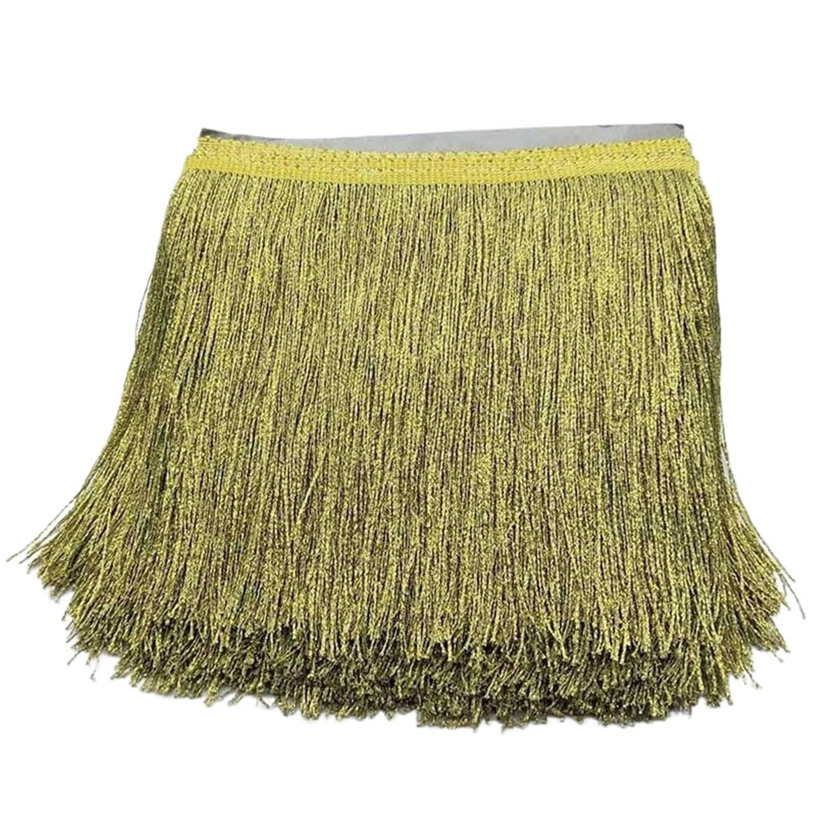 Tassel Fringe Trim 1Yards 20cm Wide Lace Fringe Trim Tassel Trimming For Latin Dress Stage Clothes Accessorie Ribbon(Gold)