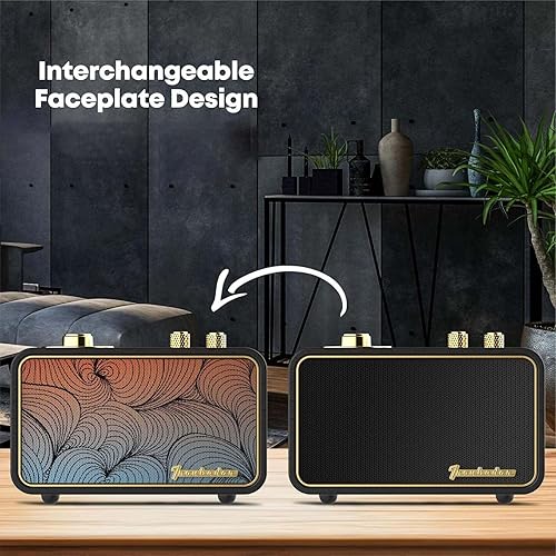 Miniatura 6 de AM FM Radio Altavoz Bluetooth clásico retro, altavoz inalámbrico portátil de madera con subwoofer, dial giratorio de sintonización AMFM, transmisión