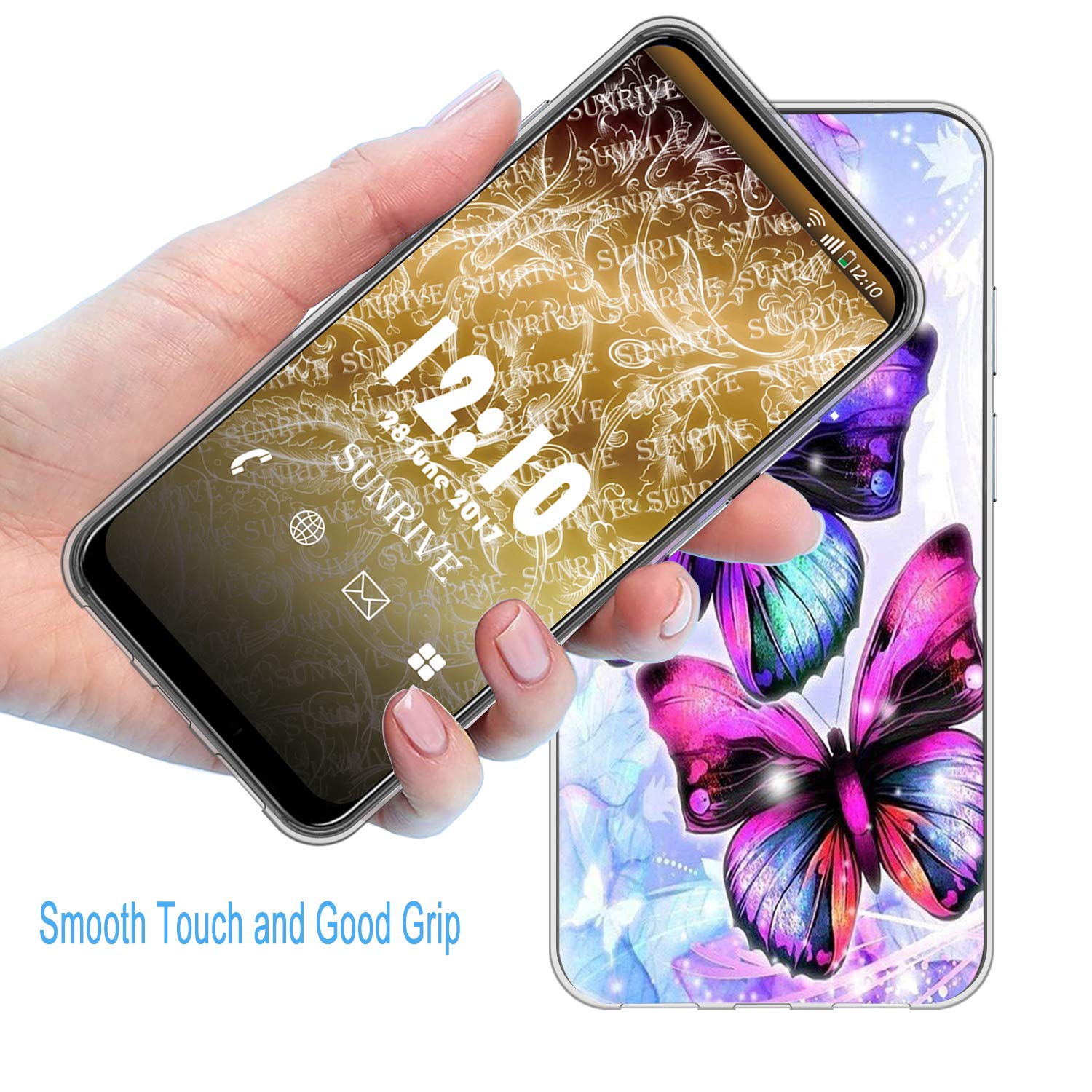 Sunrive Cover Per Huawei Y7, Custodia Case in molle Trasparente TPU silicone Morbida Flessibile Pelle Antigraffio protettiva(tpu Panda