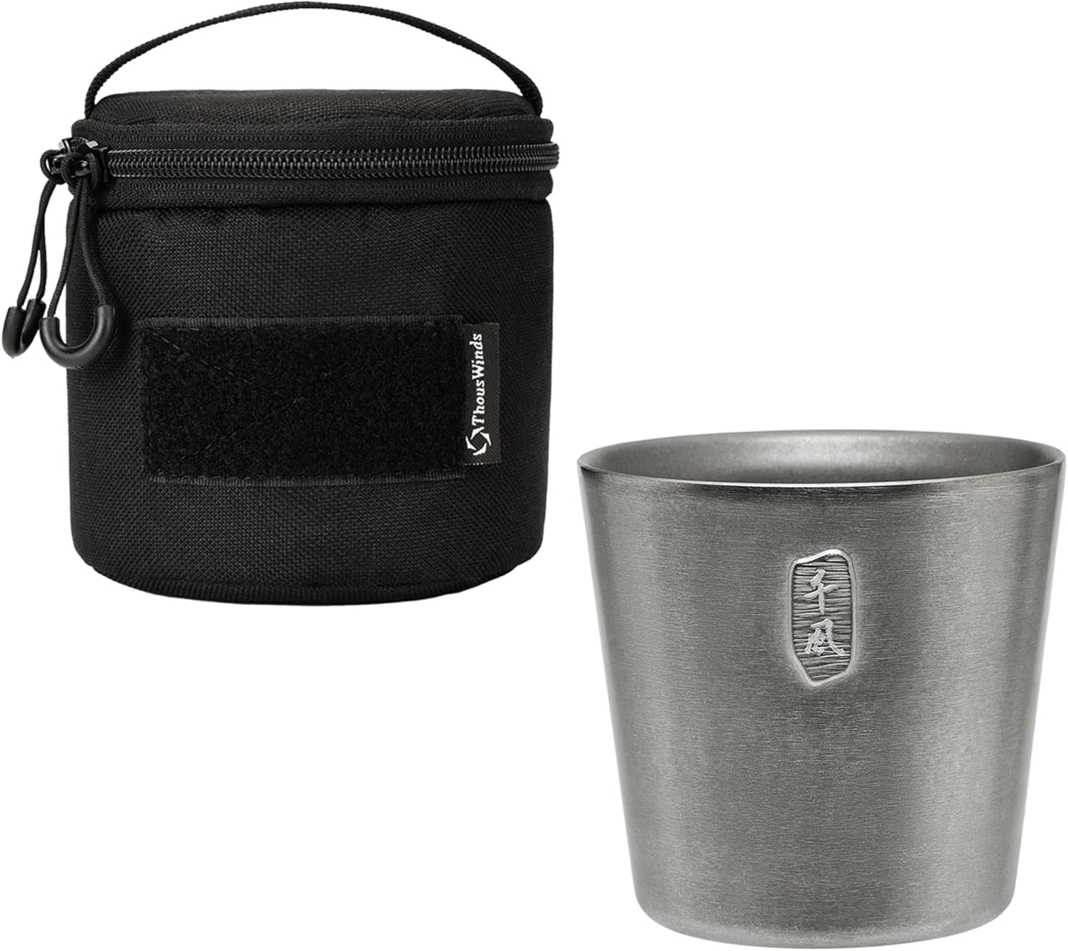 Thous Winds Titanium Camping Mug, Double Wall 300ml/10 oz Outdoor Cup with Black Mini Storage Bag