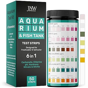 JNW Direct 9 in 1 Aquarium Test Strips - Best Kit for Accurate Water Quality Testing for Saltwater & Freshwater Aquariums and Fish Ponds (50 Strips)