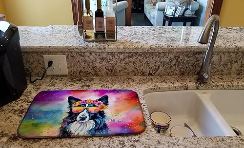 Miniatura 2 de Caroline's Treasures DAC2466DDM Border Collie Hippie Dawg Dish Drying Mat Absorbent Dish Drying Mat Pad for Kitchen Counter Dish Drainer Mat for