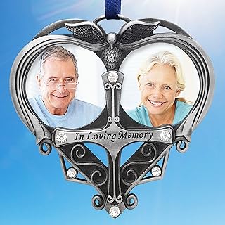 BANBERRY DESIGNS Memorial Photo Ornament - Double Picture Opening - in Loving Memory Christmas Ornament - Loss of a Loved One Gift - Remembrance Ornament - Bereavement Gifts