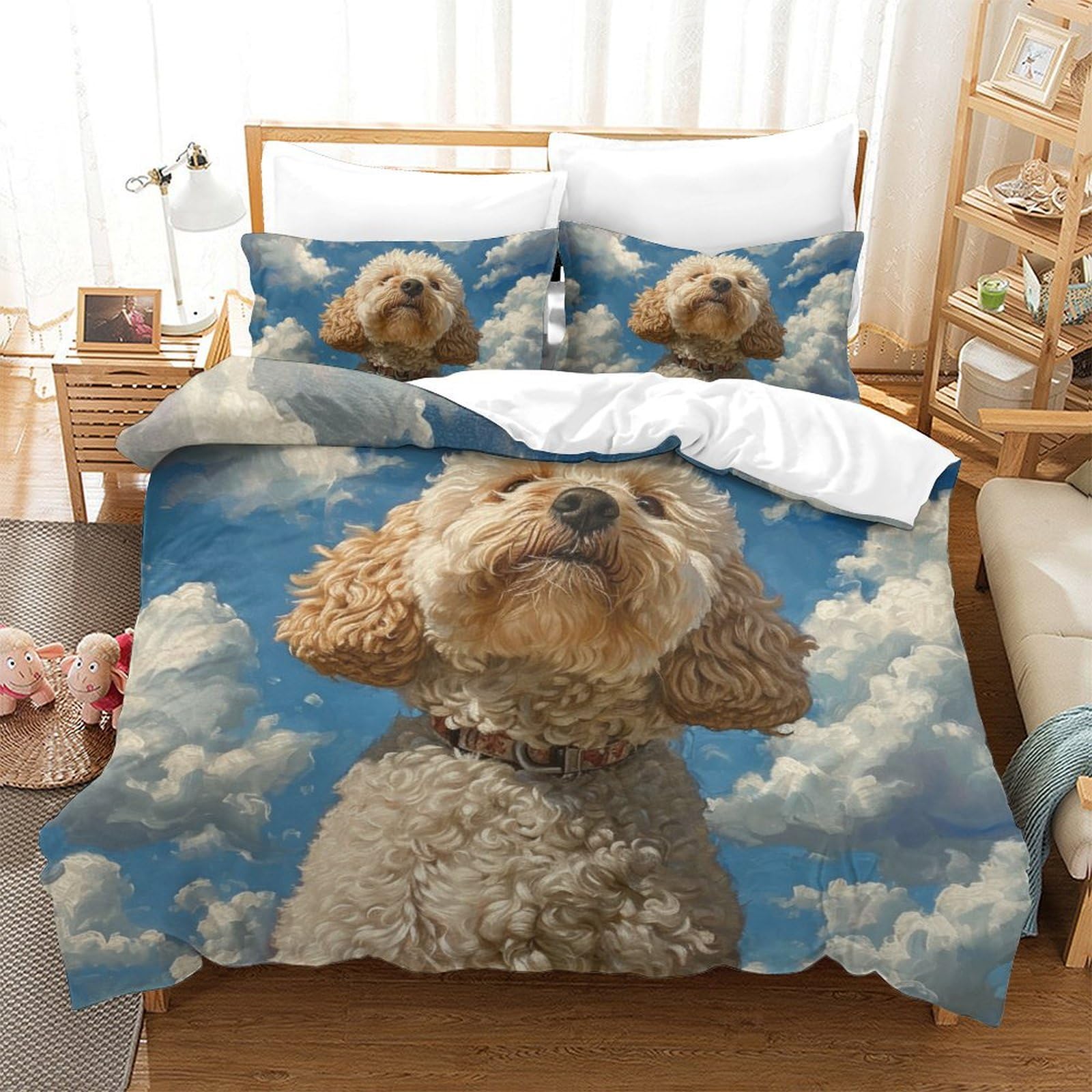 DNAVSOETR Cockapoo Duvet Cover 3 PCS Hotel Quality Quilt Cover Bedding Set Bed Covers with Pillowcases with Zipper Closure Ultra Soft Hypoallergenic Microfiber King（220x240cm）
