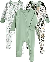 Yoofoss 100% Organic Cotton Baby Footie Pajamas 3-Pack Newborn Sleepers 0-9 Months Unisex Boys Girls Footed PJs