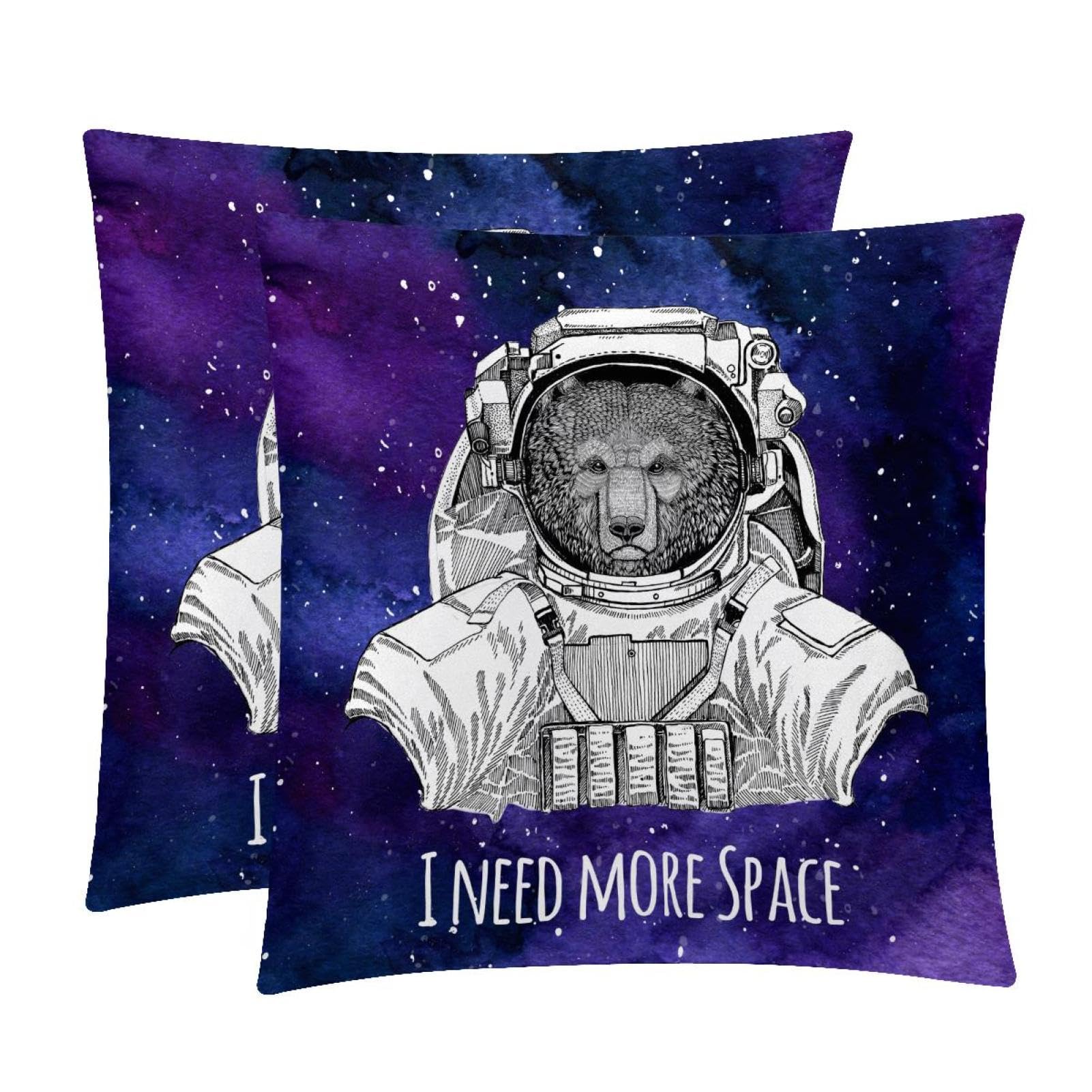 TDGKPZ Space Galaxy Throw Pillow Cases 2 Pack Pillowcases Zipper Cushion Covers For Bedroom Living Room 45x45cm