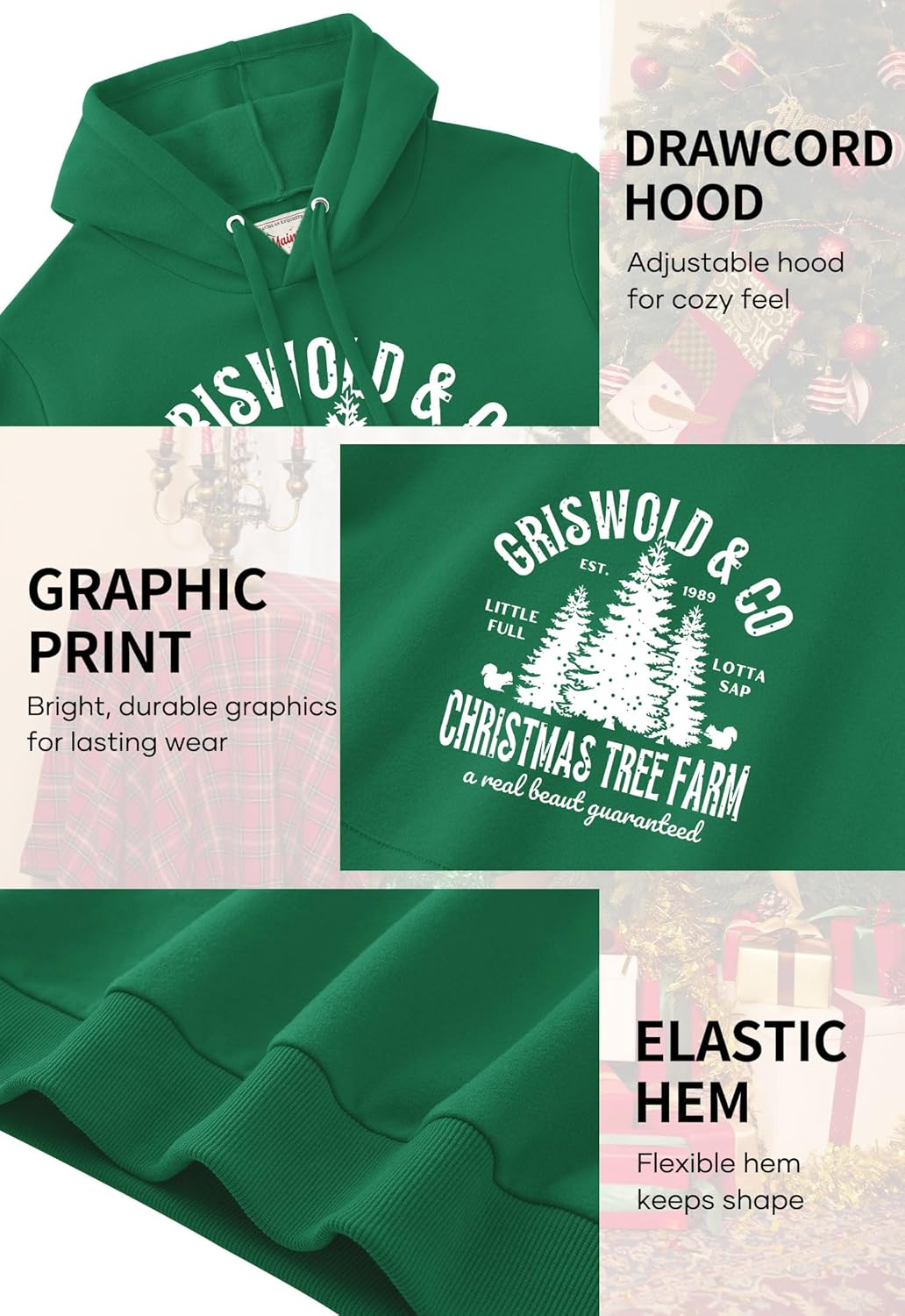 Mainfini Mens Christmas Hoodies Fleece-Lined Funny Printed Adult Graphic Pullover with Pocket (S-XXL) - Image 6