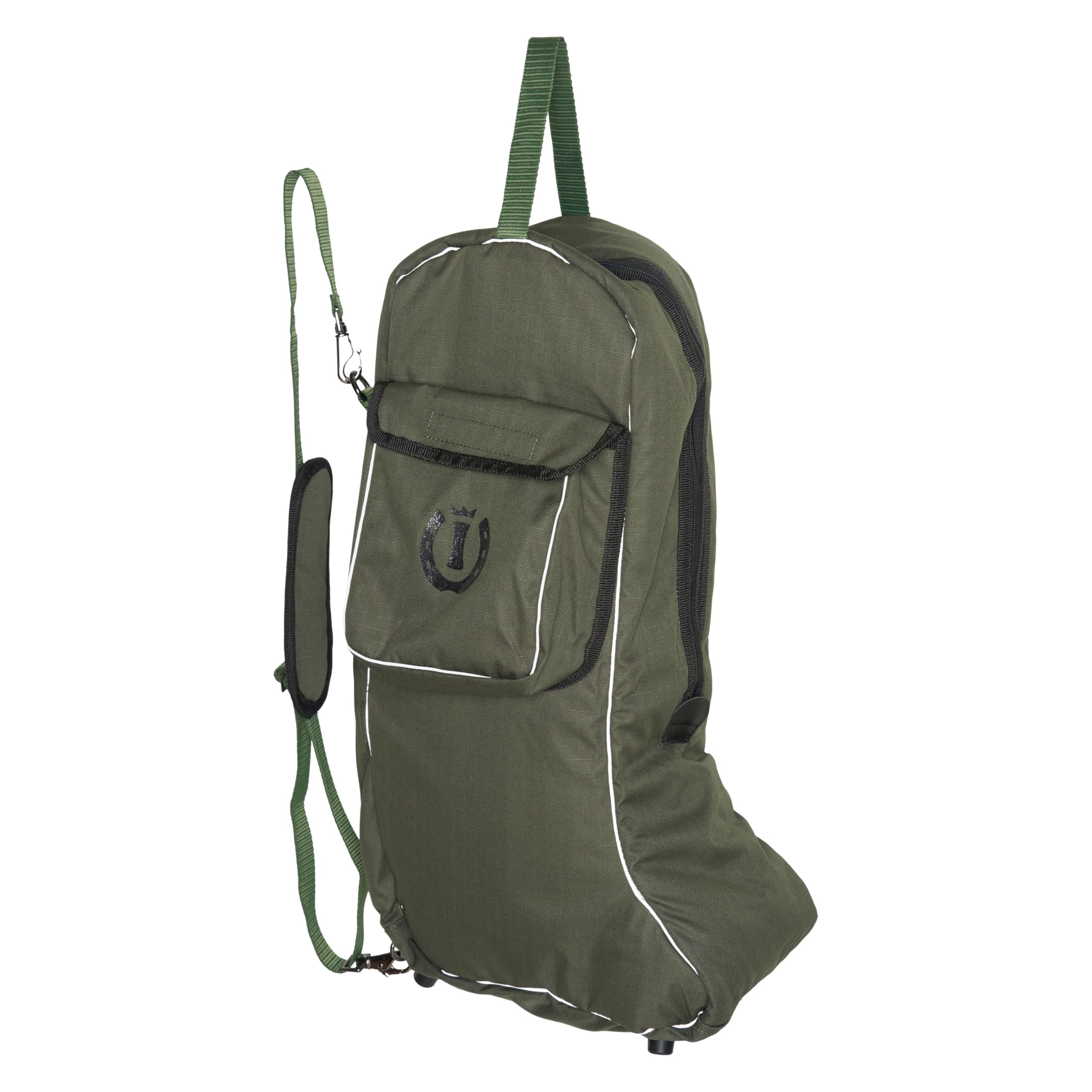 Imperial Riding IRH Boot Bag for Riding Boots, Padded Boat Bag with Front Compartment, Heavy Duty Polyester Storage for Stable Tournament Transport, Equestrian Accessories, Olive Green