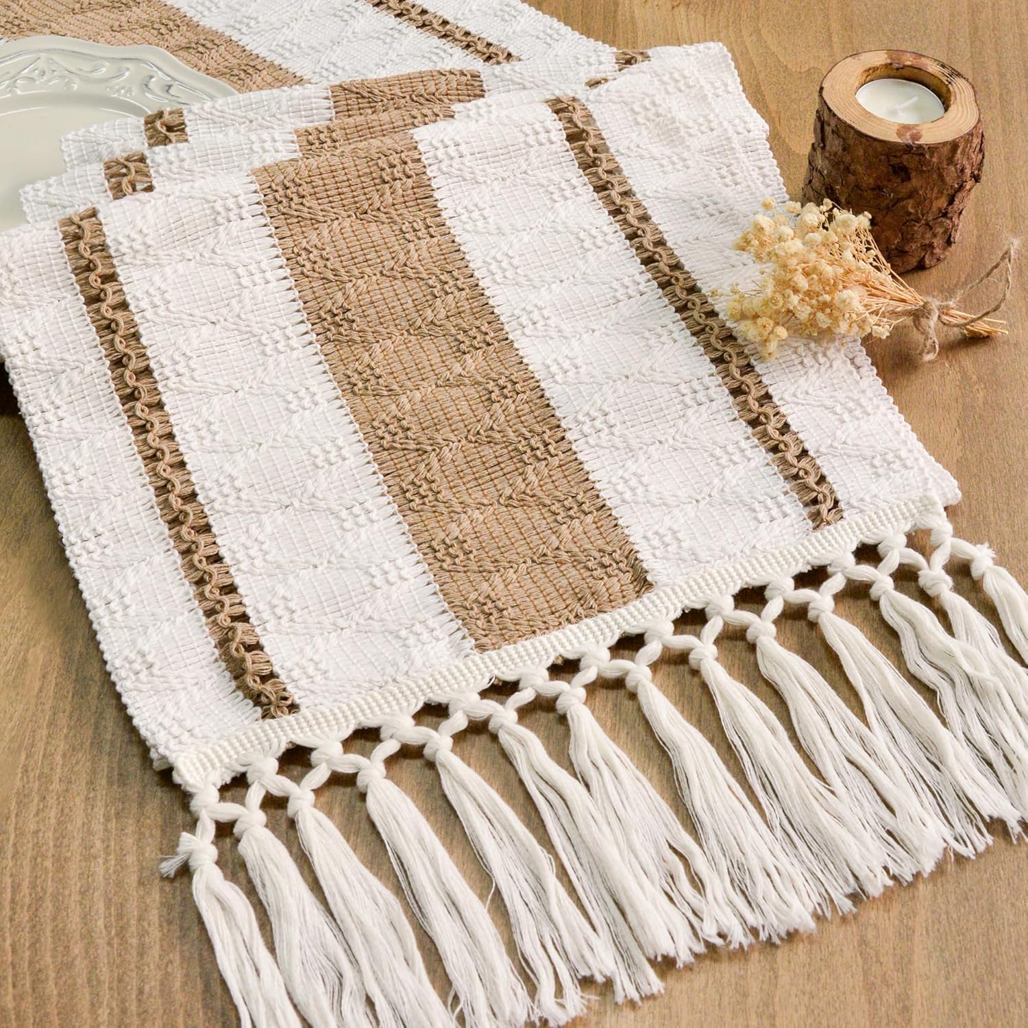 FEXIA Boho Table Runner with Tassels 12x60 Inch for Fall Home Decor