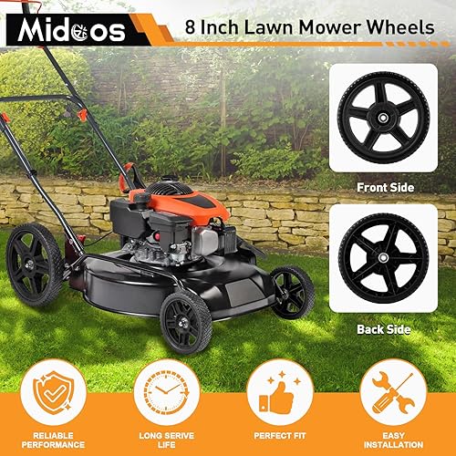 Miniatura 5 de Midcos Ruedas de cortacésped de 12 pulgadas, ruedas de plástico para cortacésped, juego de 2 ruedas para cortacéspedes de empuje, incluye tornillos,