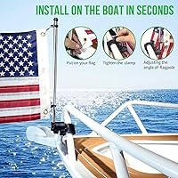Vista 4 de Bastón de púlpito de barco de acero inoxidable para montaje en riel (7/8" - 1-1/4"), asta de bandera marina de yate de barco (1 unidad)