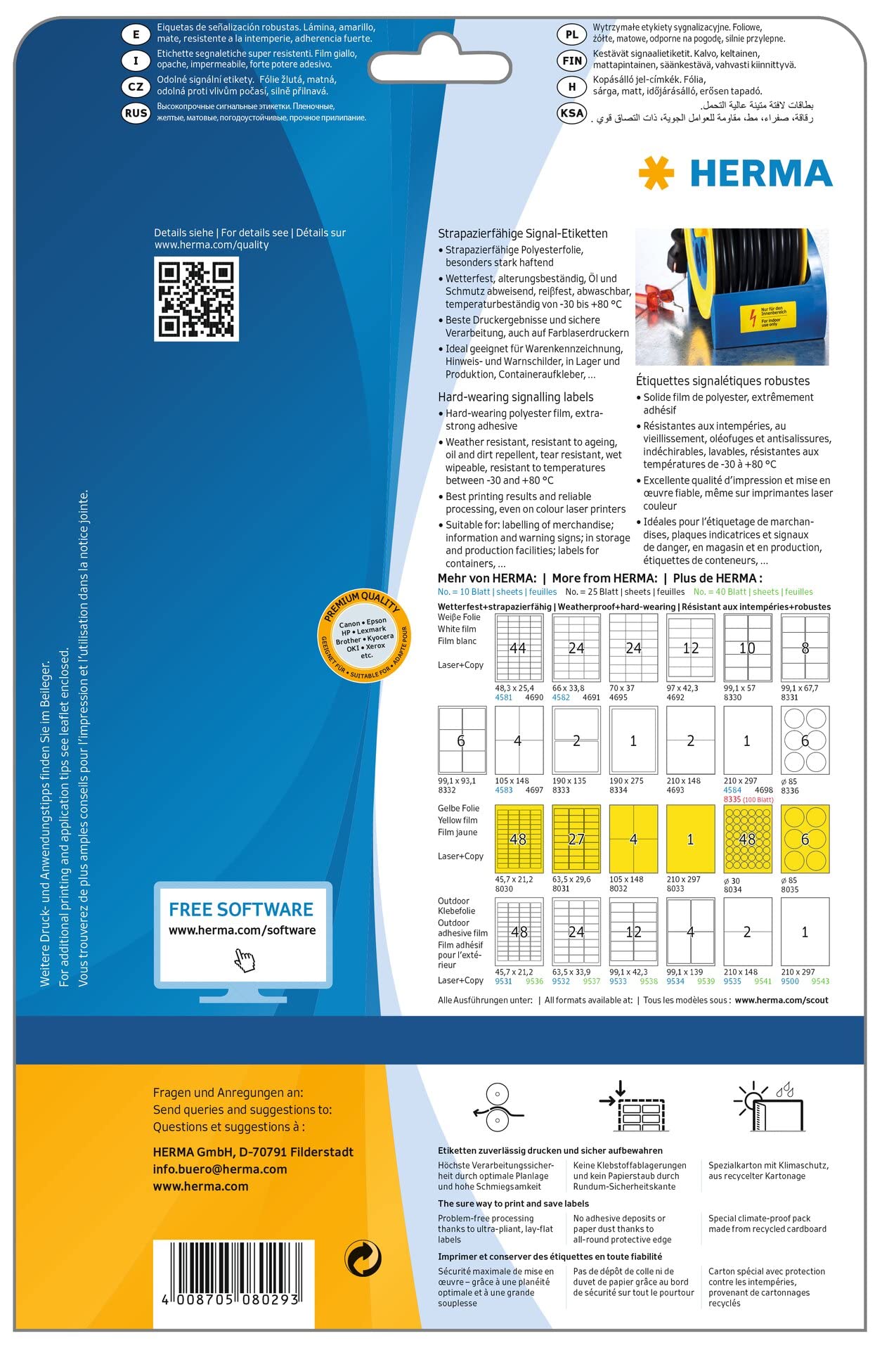 HERMA 8029 Etichetta per Stampante Giallo Etichetta per Stampante autoadesiva