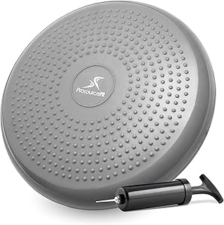ProsourceFit Core Balance Disc Trainer, 14” Diameter with Pump for Improving Posture, Fitness, Stability, Grey