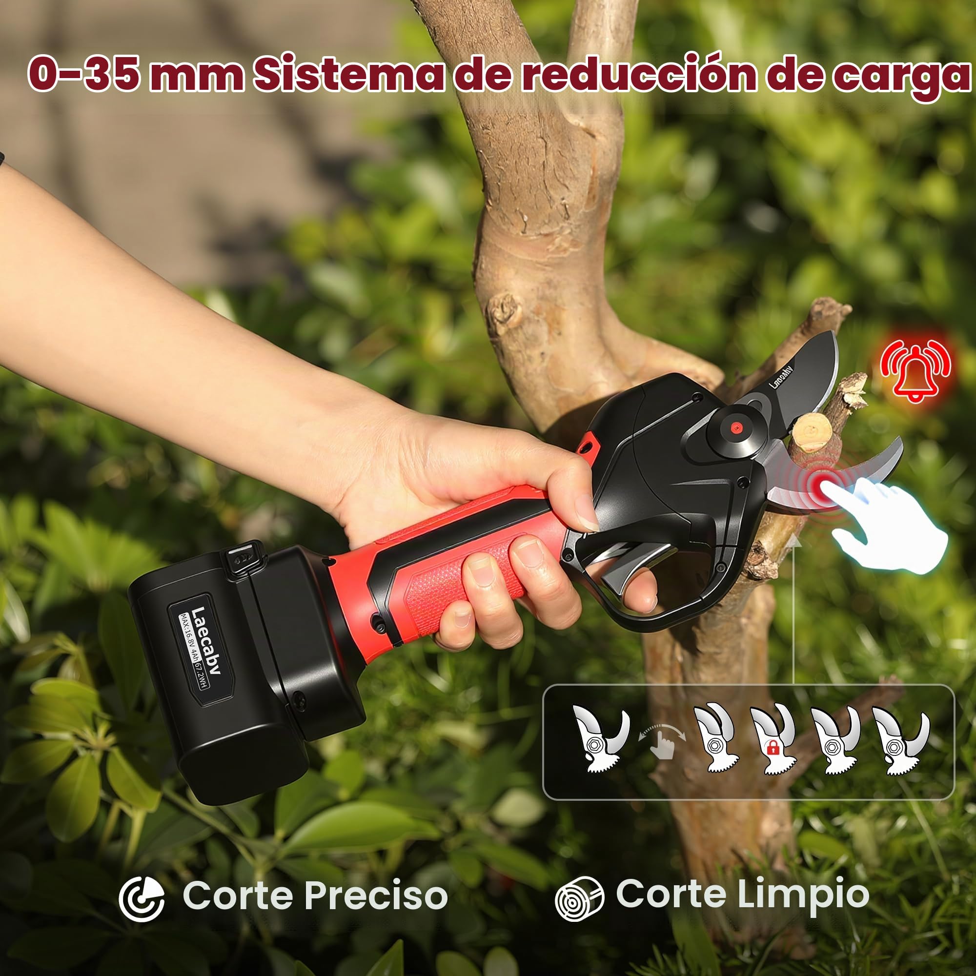 Tijeras de Podar Electricas, 35mm 2 baterías de litio de 4Ah Tijeras De Podar Electricas Para Poda De Ramas De Árboles (LA35)