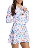 Long Sleeve Swimsuits for Women UPF 50+ Swim Dress Swimwear One Piece Bathing Suit with Skirts Rash Guard Over 50