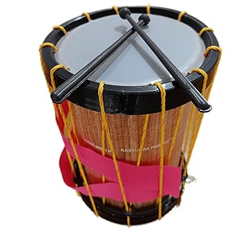 AZATTO Indian Made Musical Drum Chenda Dhol Toys for Kids, South Indian Style musical Toy Chenda with Hanging thread and 2 Sticks (Medium Size)