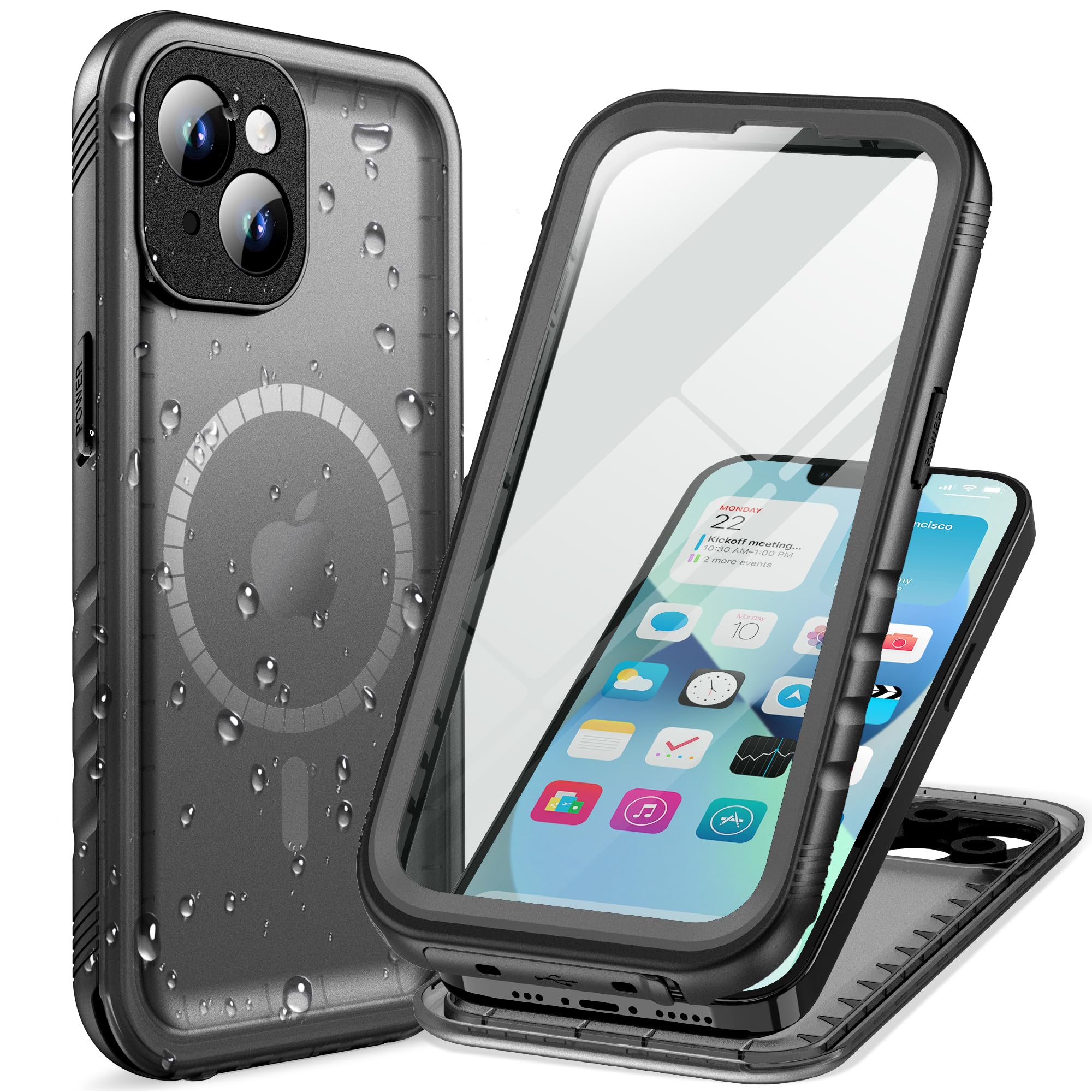 Cozycase TOP Cover Protettiva Magnetica Per iPhone 13 Impermeabile Antiurto Compatibile con Magsafe IP68 Subacquea Antipolvere 360 Completa Integrale Custodia 13 Militare Rigida Resistente Waterproof