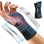Rakiie Carpal Tunnel Wrist Brace, Adjustable Night Wrist Support with 3 Metal Splints, Hand Brace for Men Women No Pressure on Thumb, Splint Stabilizer for Work, Arthritis (Left Hand, Purple, Small)