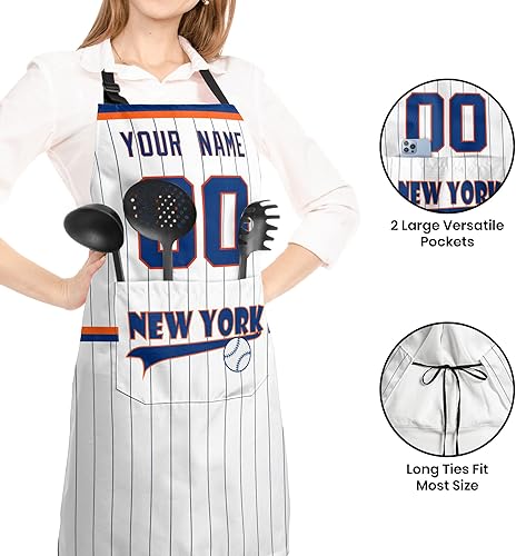 Miniatura 2 de ANTKING Delantal personalizado con bolsillo, regalo personalizado de cualquier nombre y cualquier número para padres y hombres fanáticos