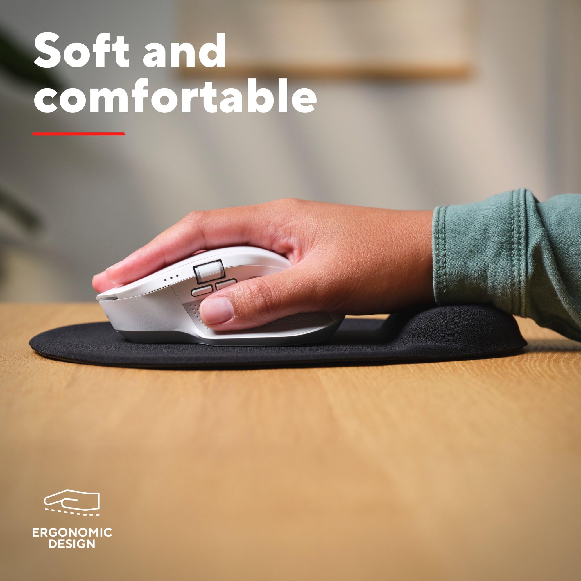 Trust Bigfoot Alfombrilla para Ratón Ergonómica con Reposamuñecas de Gel, Base Antideslizante, Mouse Pad con Superficie de Microfibra para Ordenador, PC, Portátil - Negro