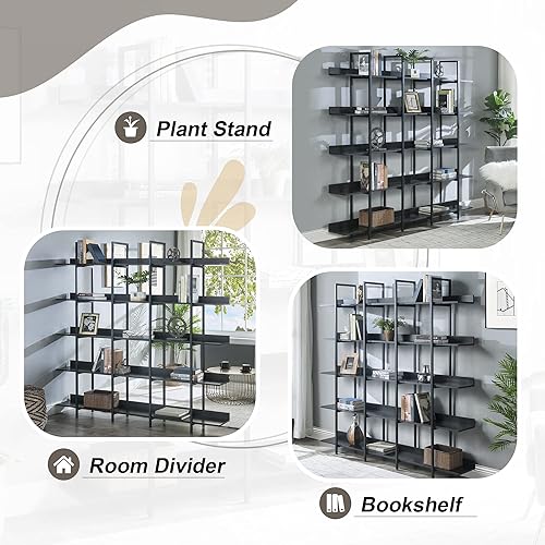 Miniatura 4 de Estantería abierta de 5 niveles estantería alta ajustable organizador de almacenamiento industrial vintage con marco de metal para el hogar oficina