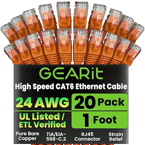 Miniatura 52 de GearIT - Cable Ethernet Categoría 6, sin enganches, cable de red LAN para computadora, Azul Azul,Verde,Naranja,Morado,Rojo -,Amarillo