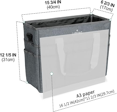 Miniatura 2 de JJRING Bolsa organizadora de manualidades, organizador de arte grande con múltiples bolsillos, bolsa de costura gris para arte, manualidades,