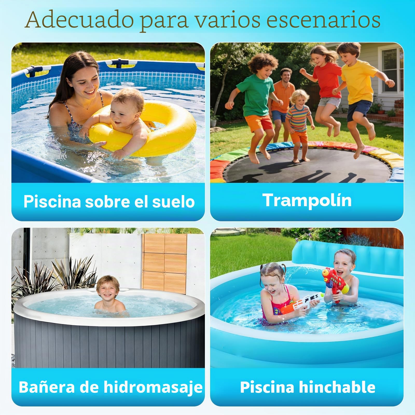 Cubierta para Piscina Redonda Ø365, para Piscinas Ø320-363 cm, Lona para Piscina con Cordón y Estacas, Oxford Lona Piscina con Protección UV, Hermética al Polvo, para Piscinas Elevadas y Trampolines